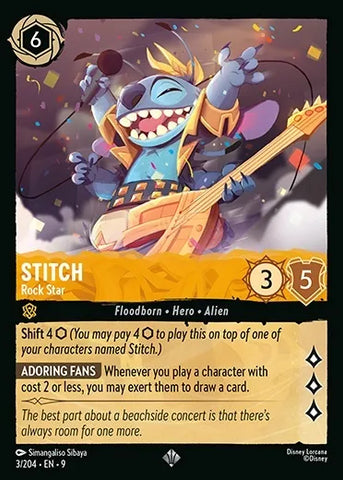 Stitch - Rock Star - Fabled (9) Single card Disney Lorcana Set 9 Fabled